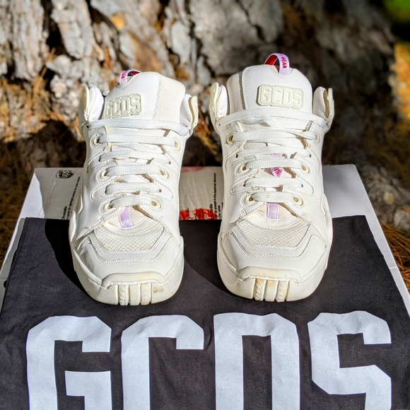 Men's Shoes GCDS Cloth Trainers White - Picture 3 of 7